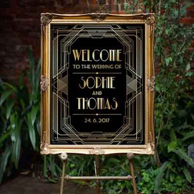 Great Gatsby Art Deco style welcome sign