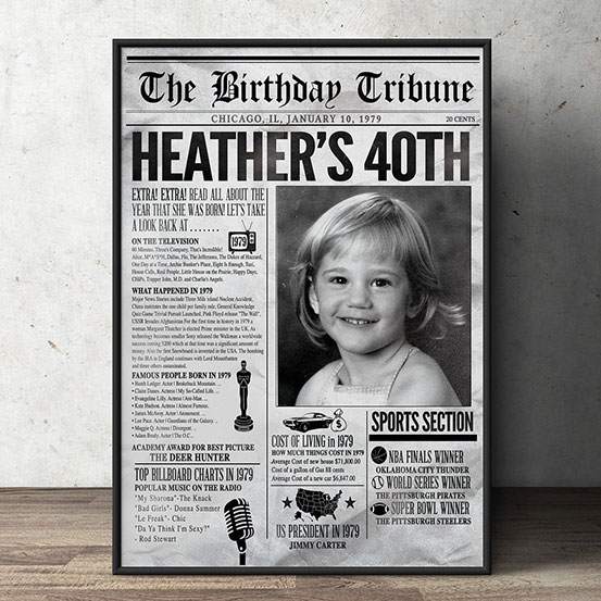 custom 40th birthday newspaper front page poster
