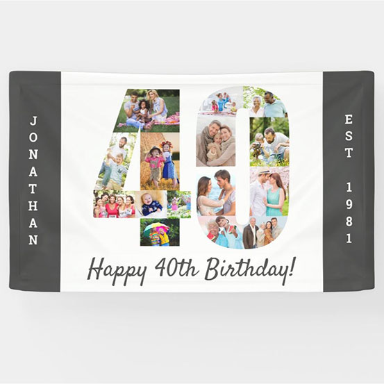 40th Birthday custom photo banner