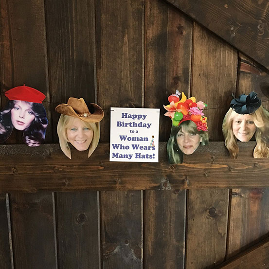 custom face banner showing bithday girl wearing different hats