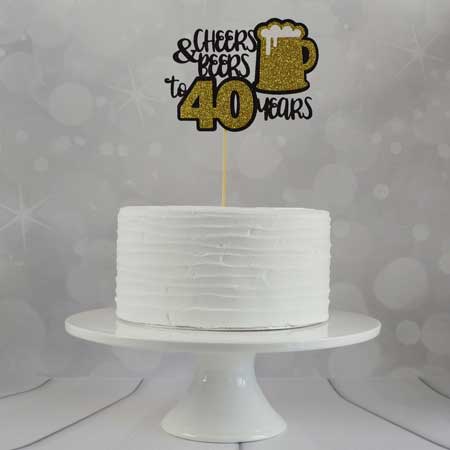 Cheers and Beers to 40 years cake topper