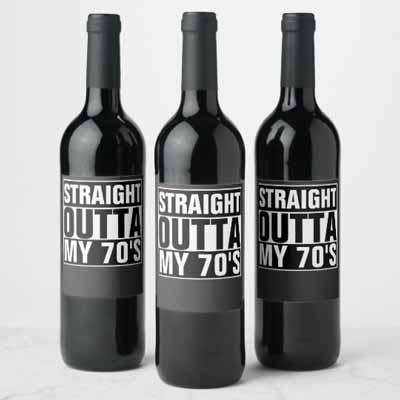 Straight Outta The 70's wine bottle labels