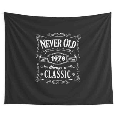 Jack Daniels style Never Old backdrop wall tapestry