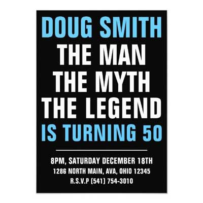 The Man, The Myth, The Legend birthday party invitation