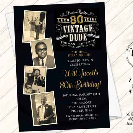 Vintage Dude custom photo invitation