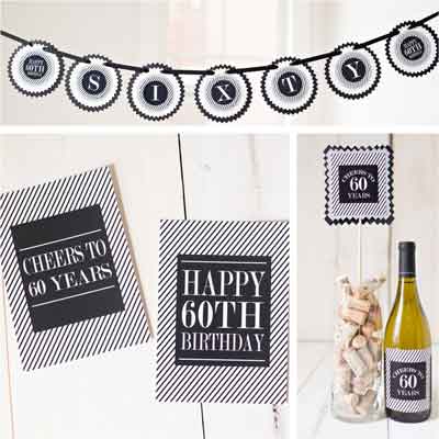 black and silver milestone birthday party decoration kit