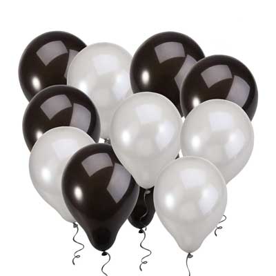 black and white balloons
