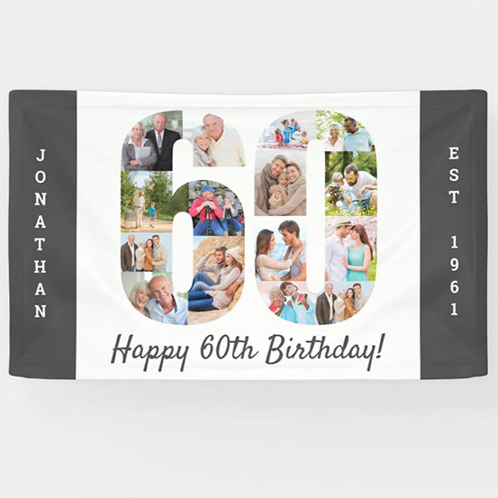 60th Birthday custom photo banner