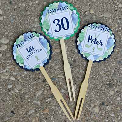 Golf Par-Tee milestone birthday cupcake toppers