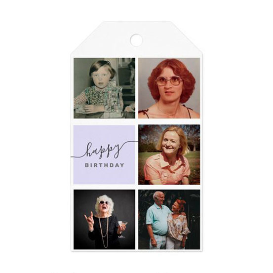 70th birthday custom photo collage gift tag