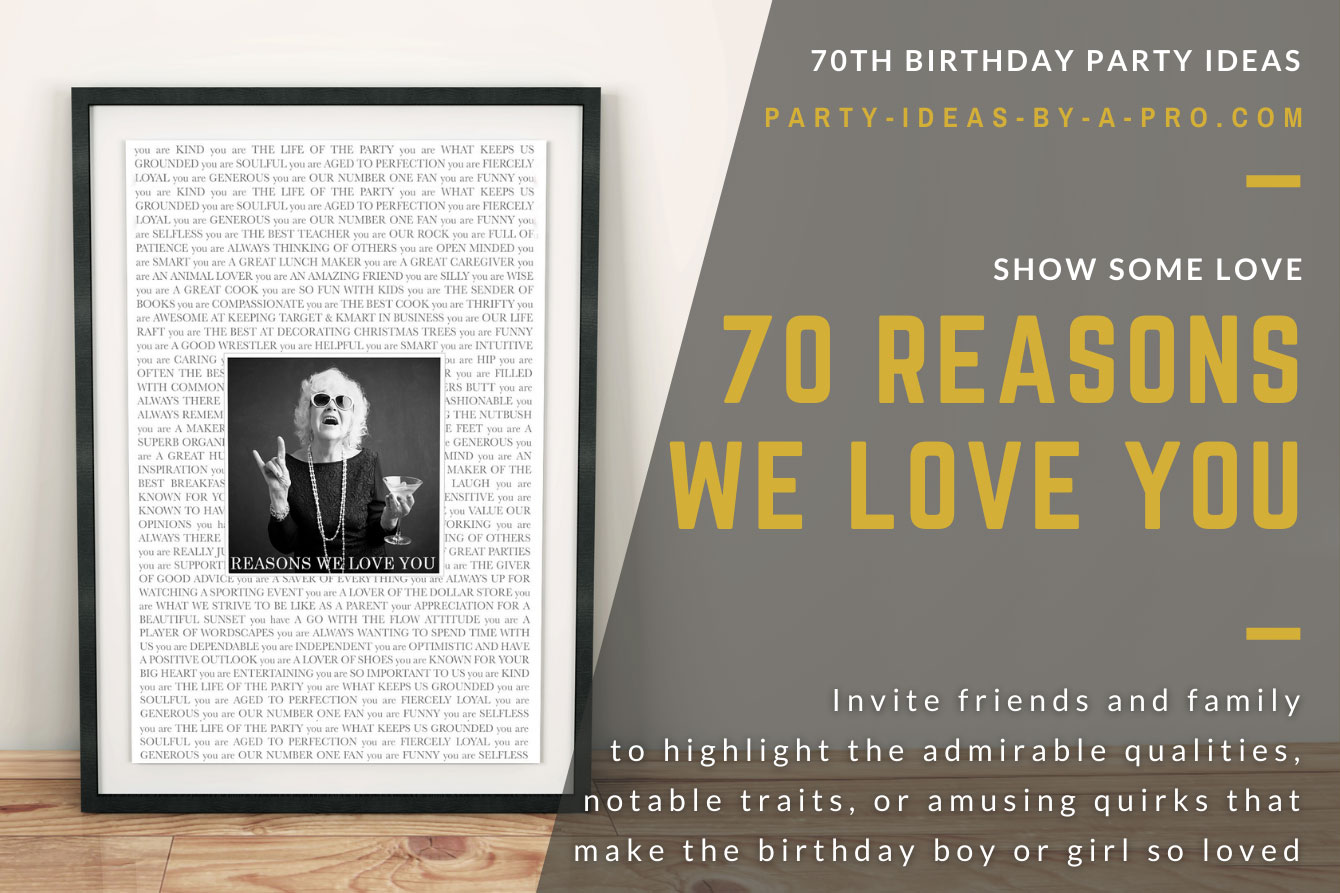 70 reasons We Love You framed gift