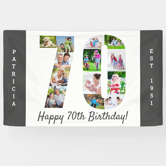 70th Birthday custom photo banner
