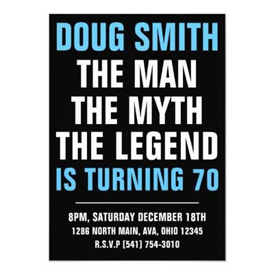 The Man, The Myth, The Legend birthday party invitation