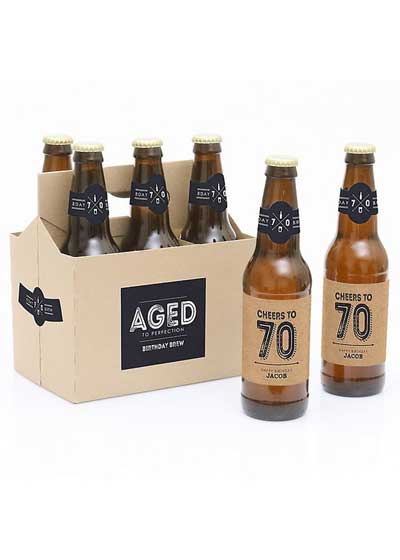 Aged to Perfection 70th birthday beer bottle labels