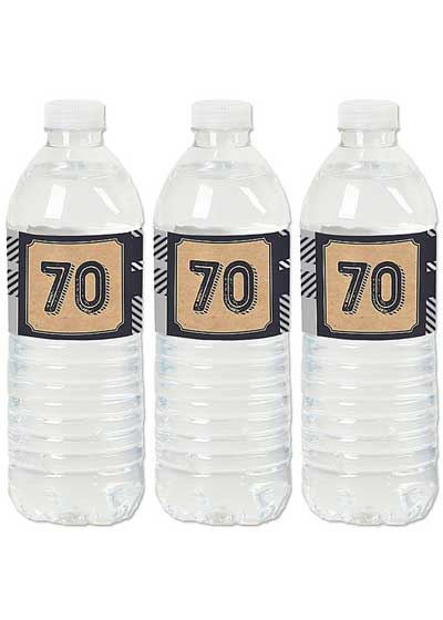 Aged to Perfection 70th birthday water bottle labels