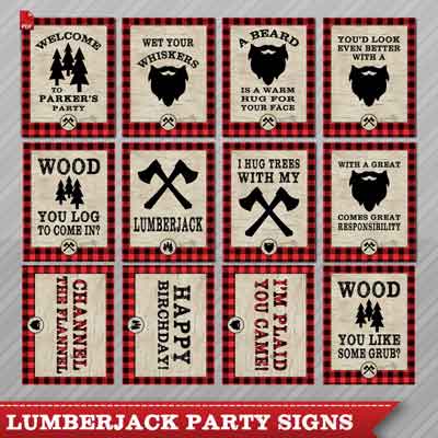 lumberjack party signs
