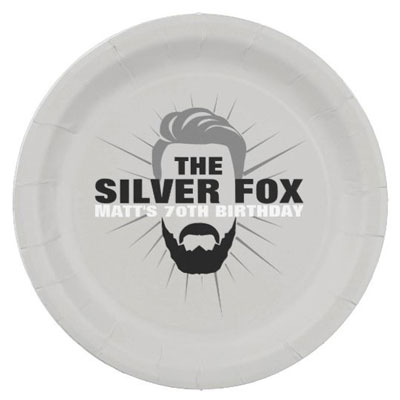 The Silver Fox with beard party plates