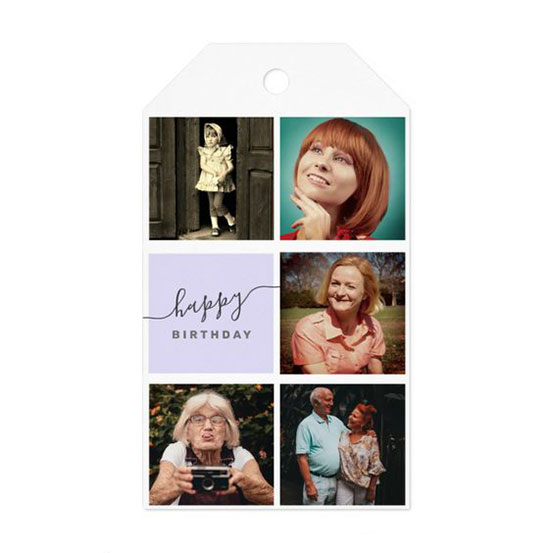 80th birthday custom photo collage gift tag