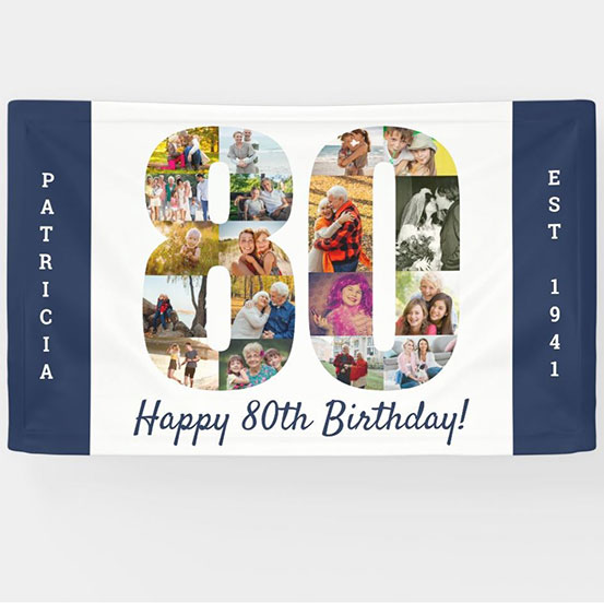 80th Birthday custom photo banner