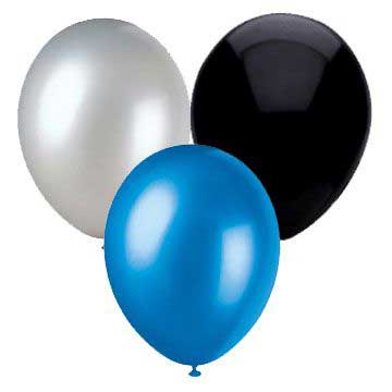 blue white and black balloons