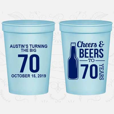 Cheers and Beers to 80 years custom party cups