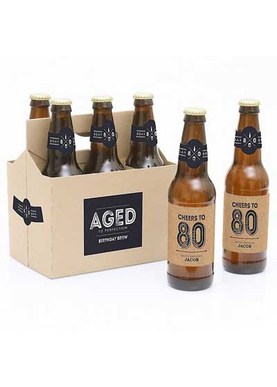 Aged to Perfection 80th birthday beer bottle labels