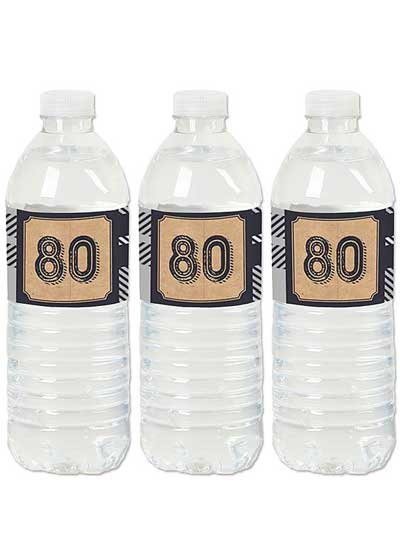 Aged to Perfection 80th birthday water bottle labels