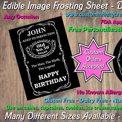 Jack Daniels edible frosting sheets
