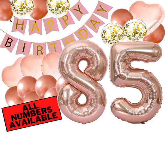 Giant number 85 balloons and other birthday decorations