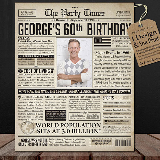 custom adult birthday newspaper front page poster