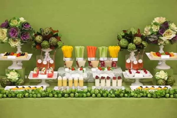 fruit and vegetable buffet table
