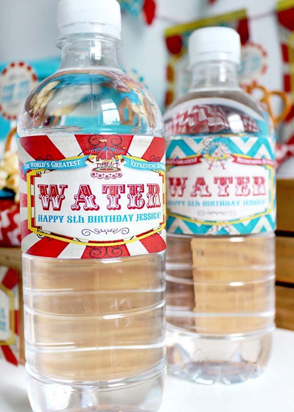 carnival water bottle labels