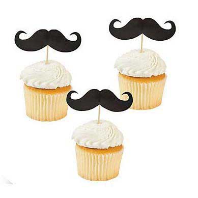 carnival mustache cupcake toppers