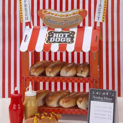 cardboard carnival stall treat stand hot dogs