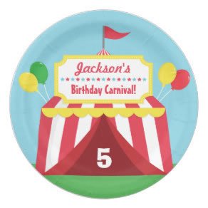 Personalized carnival party plates