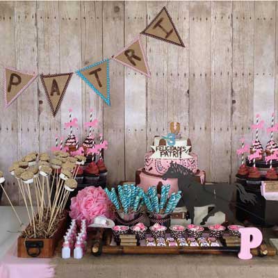 wood contact paper dessert table