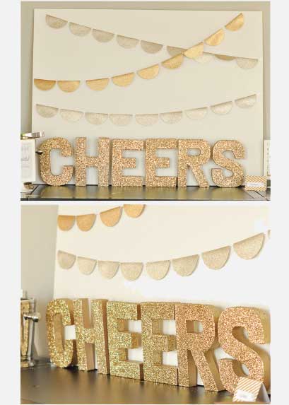 dessert table glitter letters