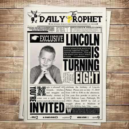 daily prophet newspaper invitation
