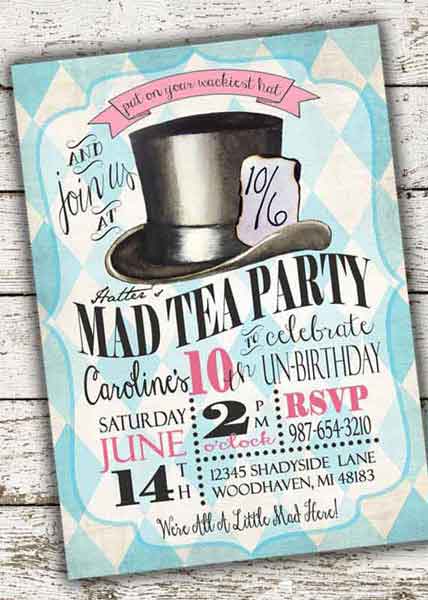 mad hatter tea party invitation