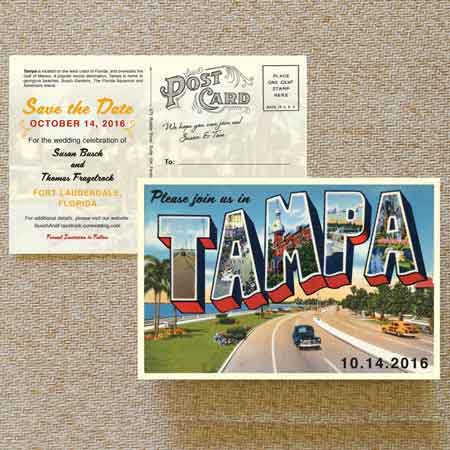 retro postcard invitations