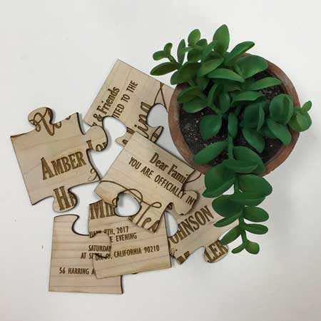wood jigsaw invitations