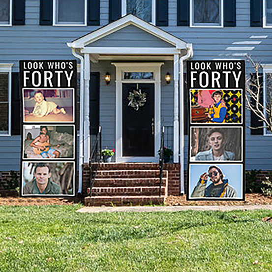 Look who's 40 vertical photo banners either side of house front door