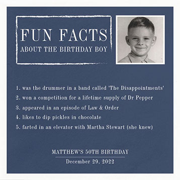 Fun Facts about the birthday boy/girl custom napkins