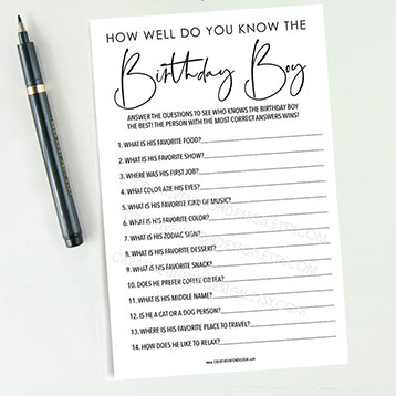 How well do you know the birthday boy/girl quiz cards