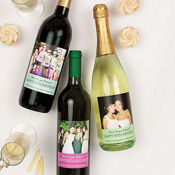custom photo wine and champagne bottle labels