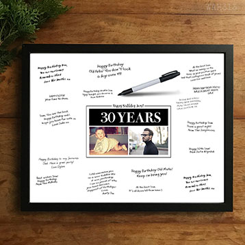 Then & Now 30th birthday photo signing poster guestbook alternative