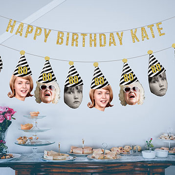 Happy Birthday custom face photo garland banner