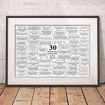 Framed 30 reasons we love you poster
