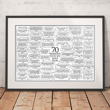 Framed 70 reasons we love you poster