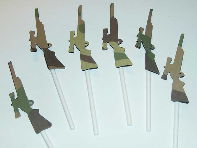 redneck cupcake toppers camouflage rifles